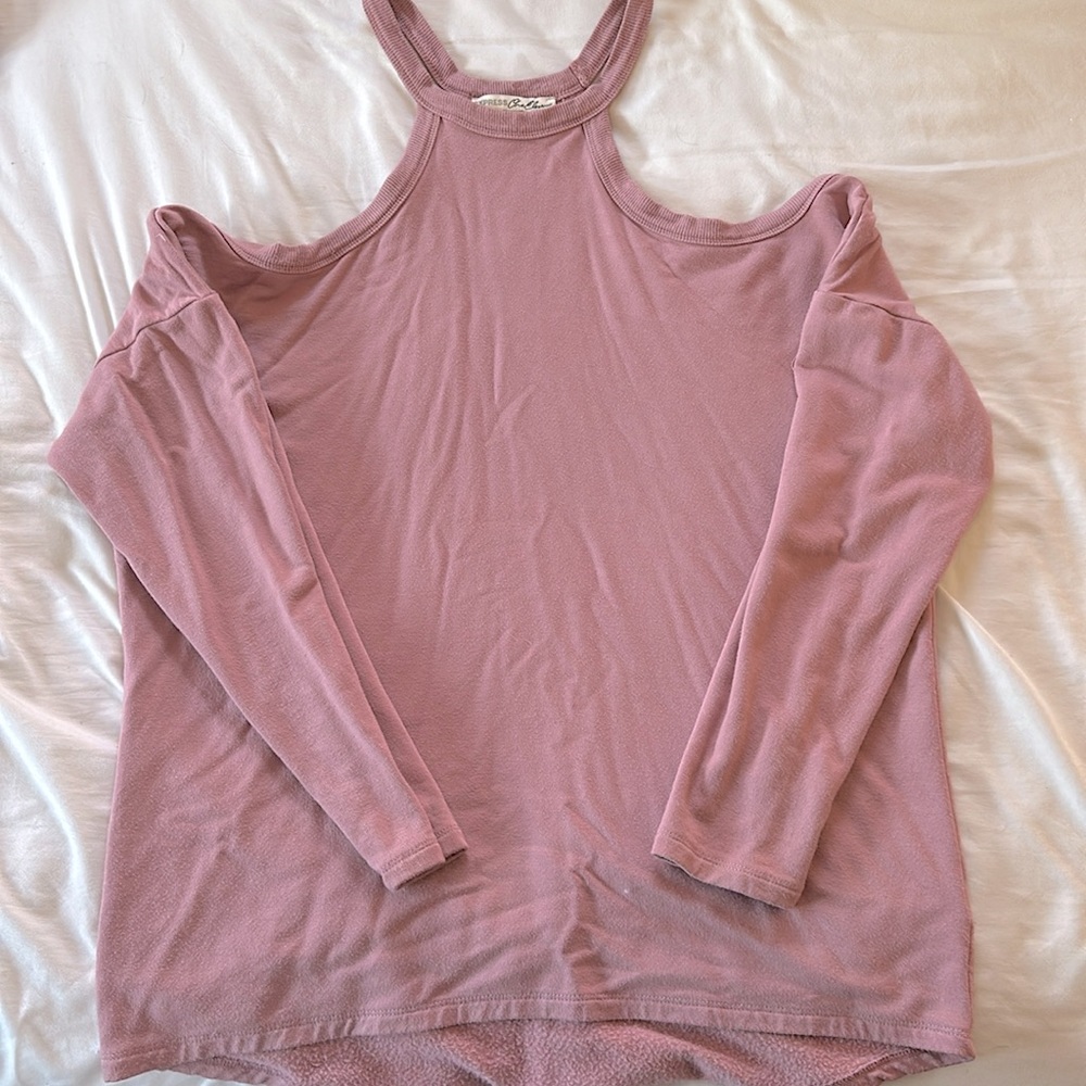 Mauve off-the-shoulder sweater